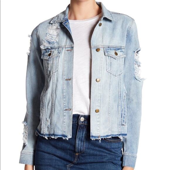 On The Road Perla Destroyed Distressed Denim Jacket Medium - Picture 1 of 9